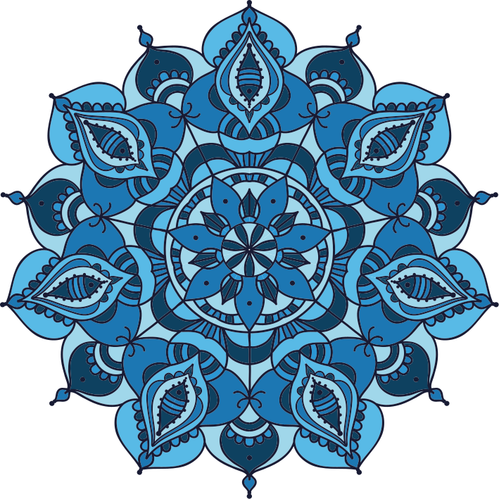 Vinyl rug flowers intricate blue mandala - TenStickers