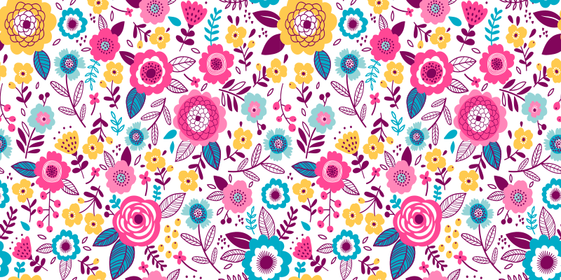 Vinyl rug flowers kallax pink blossoms - TenStickers