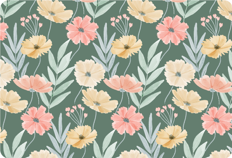 Vinyl rug flowers original watercolor floral design - TenStickers