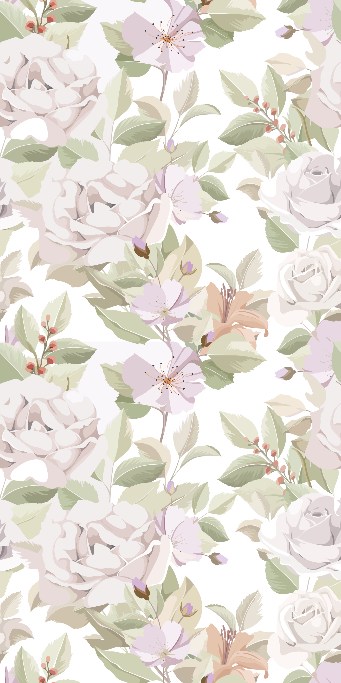 Vinyl rug flowers elegant floral seamless design - TenStickers