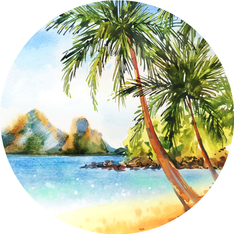 Vinyl rug flowers watercolor palms - TenStickers