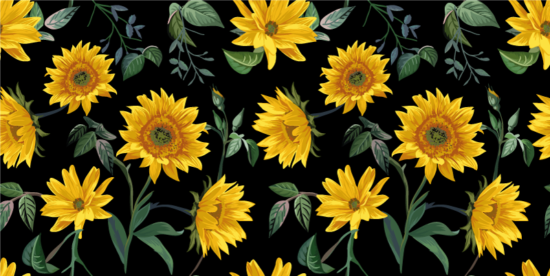 Vinyl rug flowers vintage sunflower - TenStickers