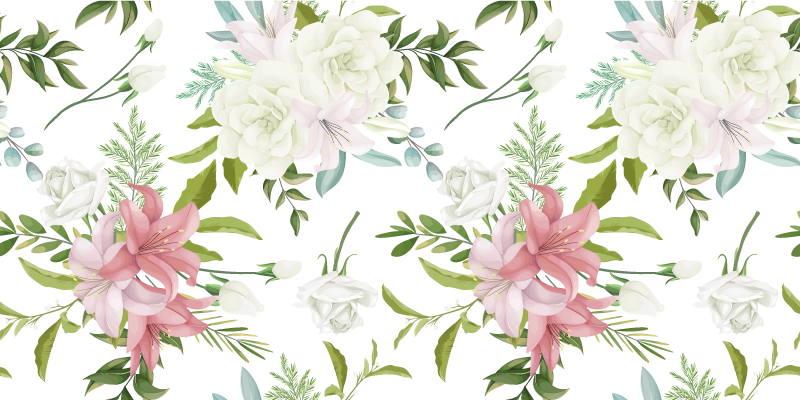 Vinyl rug flowers minimalistic garden design - TenStickers