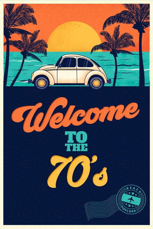 Vintage vinyl rug step into the 70's - TenStickers