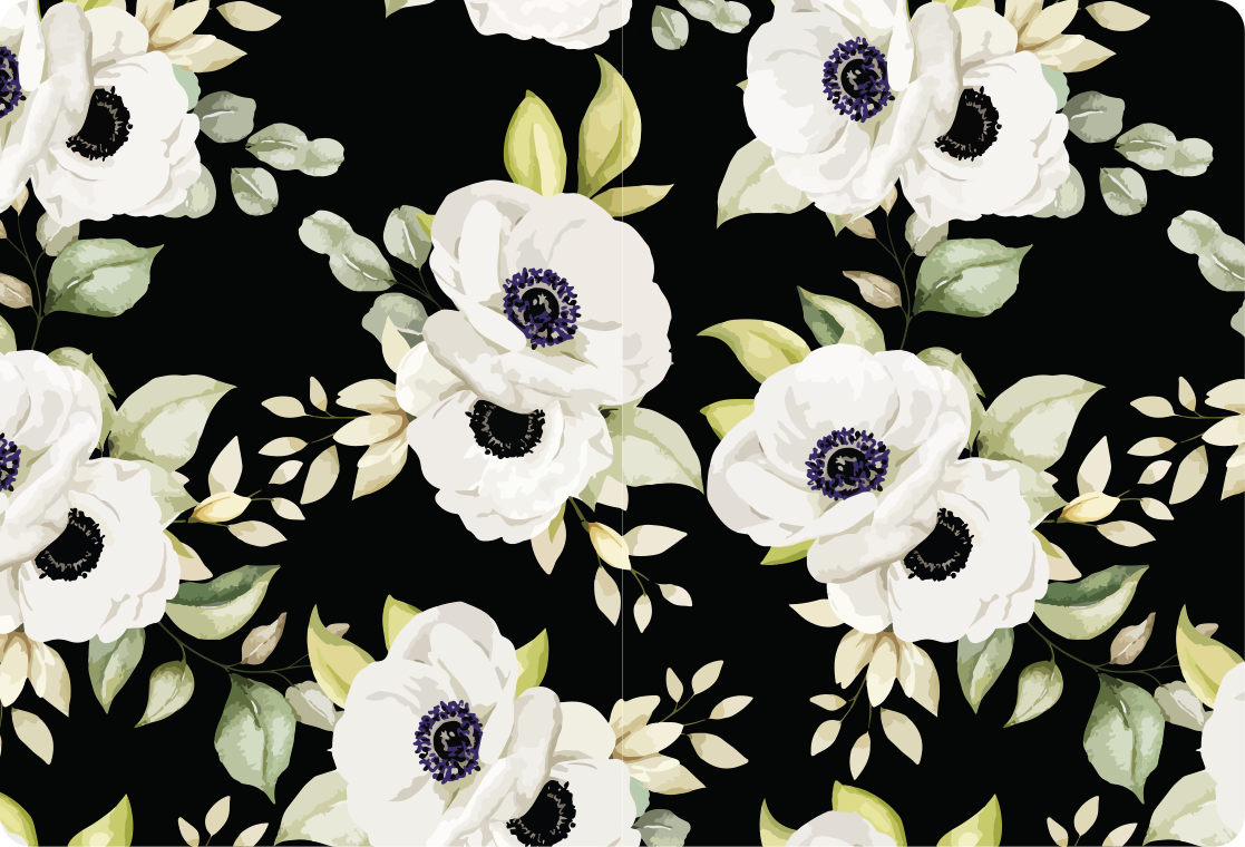 Vinyl rug flowers in elegant black design - TenStickers