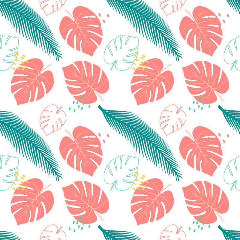 Vinyl rug flowers pink tropical leaves pattern - TenStickers