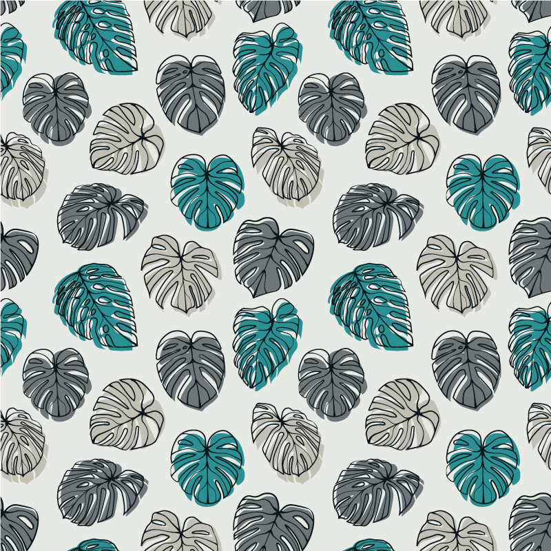 Vinyl rug flowers with abstract tropical leaves - TenStickers
