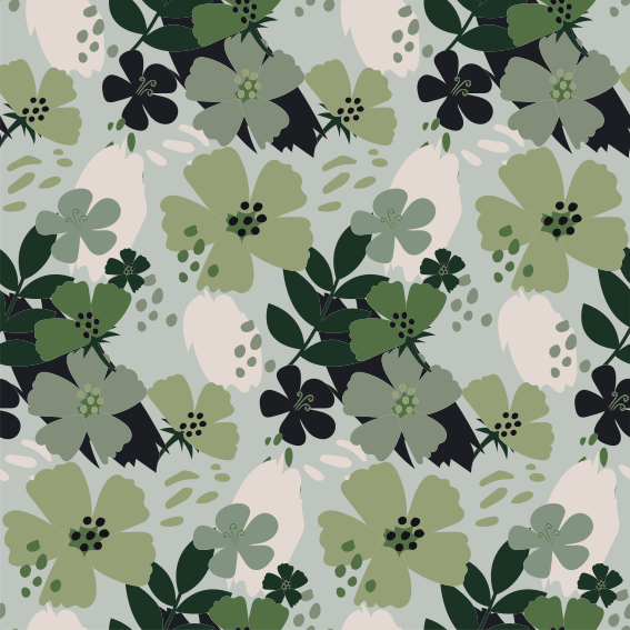 Vinyl rug flowers in green leaf floral pattern - TenStickers