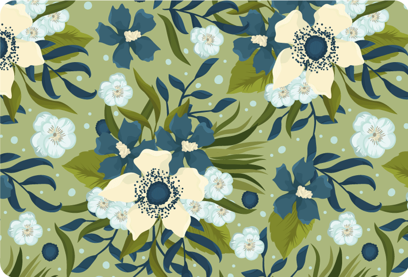 Vinyl rug flowers in vibrant summer design - TenStickers