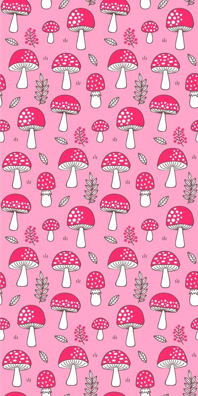 Vinyl rug flowers classical pink mushrooms - TenStickers
