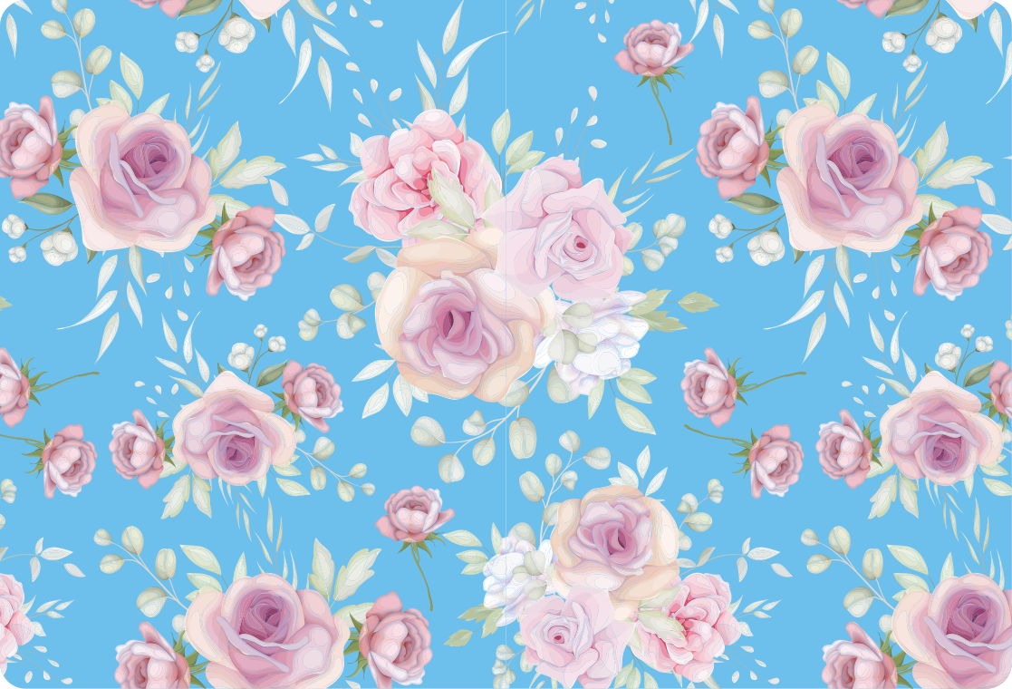 Vinyl rug flowers roses on blue background - TenStickers