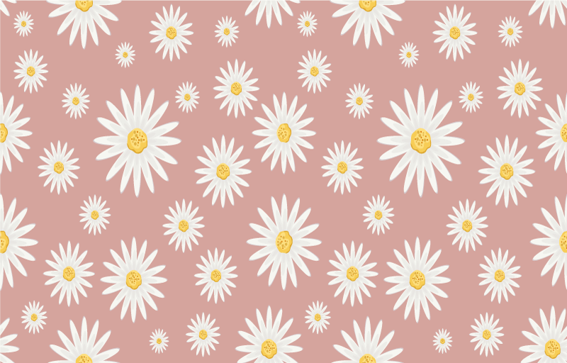 Vinyl rug flowers cute pink daisy design - TenStickers