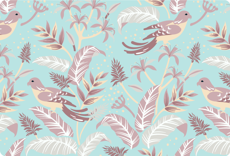 Vinyl rug flowers in blue and pink floral design - TenStickers