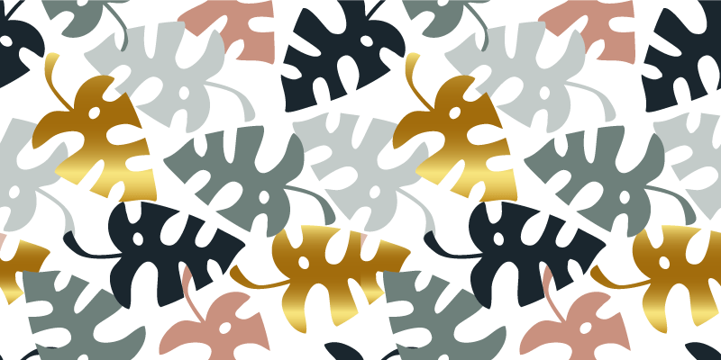 Vinyl rug flowers in golden and multicolor leaves - TenStickers