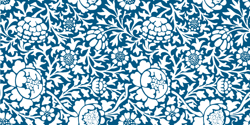 Vinyl rug flowers in marine blue flora - TenStickers