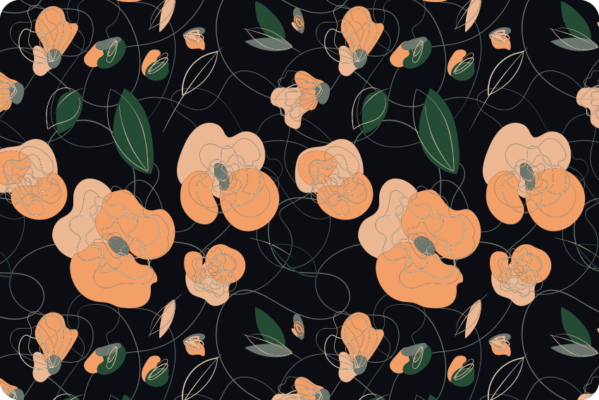 Vinyl rug flowers dark vivid fauna and flora pattern - TenStickers