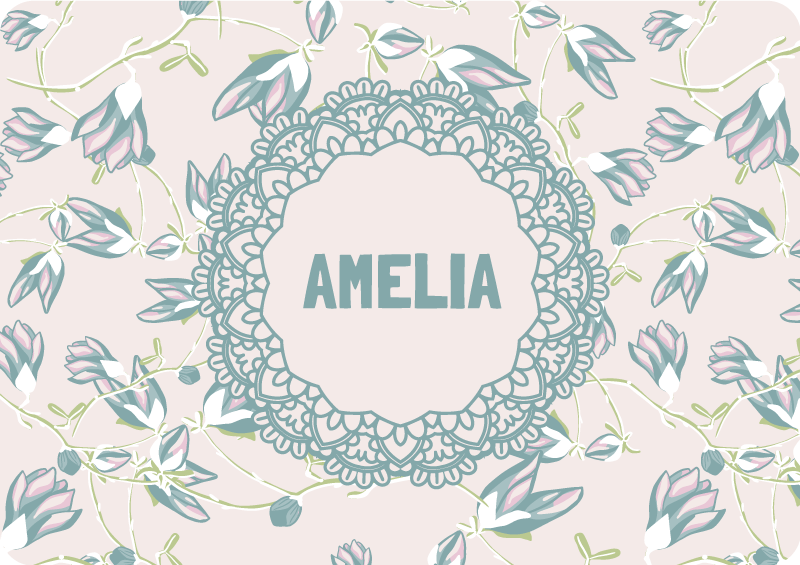 Vinyl rug flowers with vibrant green leaves - TenStickers