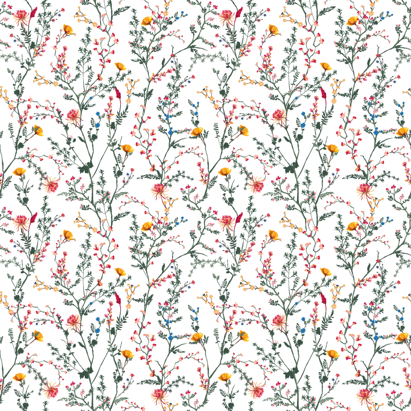 Vinyl rug flowers thin minimalist garden blooms - TenStickers