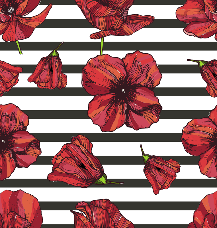 Vinyl rug flowers polish poppy blooms - TenStickers