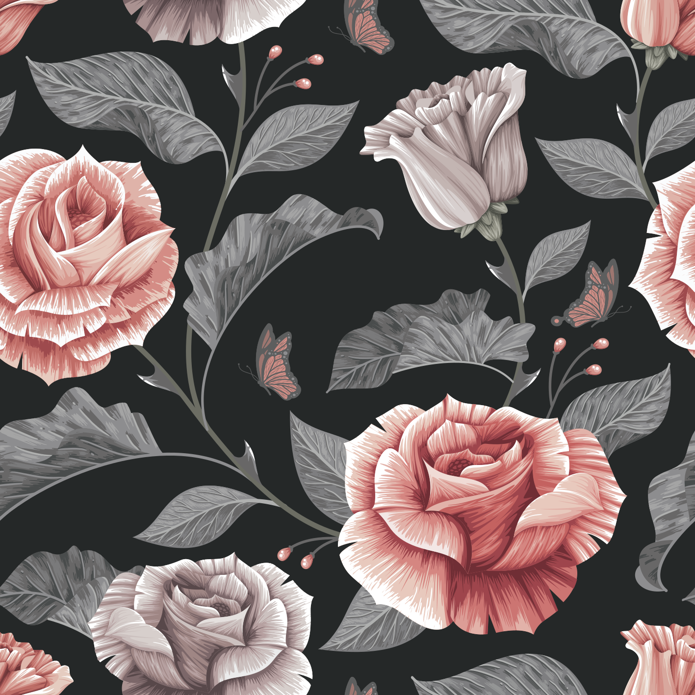 Vinyl rug flowers with rose pattern - TenStickers