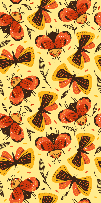 Vinyl rug flowers butterfly on flower design - TenStickers