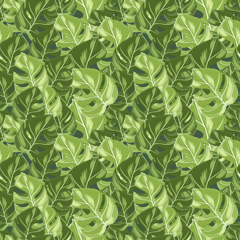 Vinyl rug flowers monstera plant pattern - TenStickers
