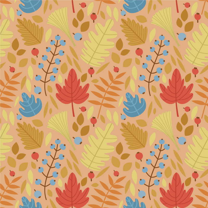 Vinyl rug flowers cute autumn leaves design - TenStickers