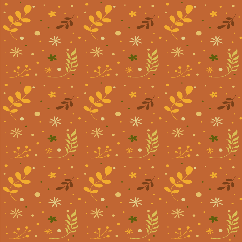 Vinyl rug flowers in orange leaf tones design - TenStickers
