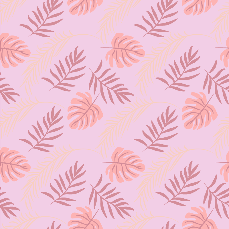 Vinyl rug flowers in pink tropical leaf design - TenStickers