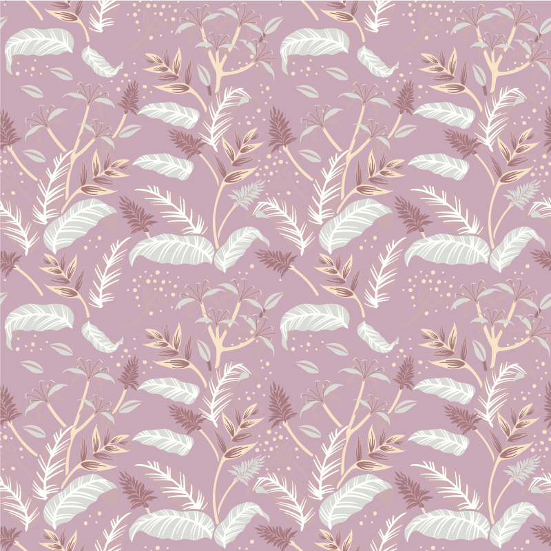 Vinyl rug flowers vintage pink tropical leaf design - TenStickers