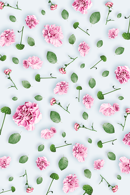Flower vinyl rug with plant flowers design - TenStickers