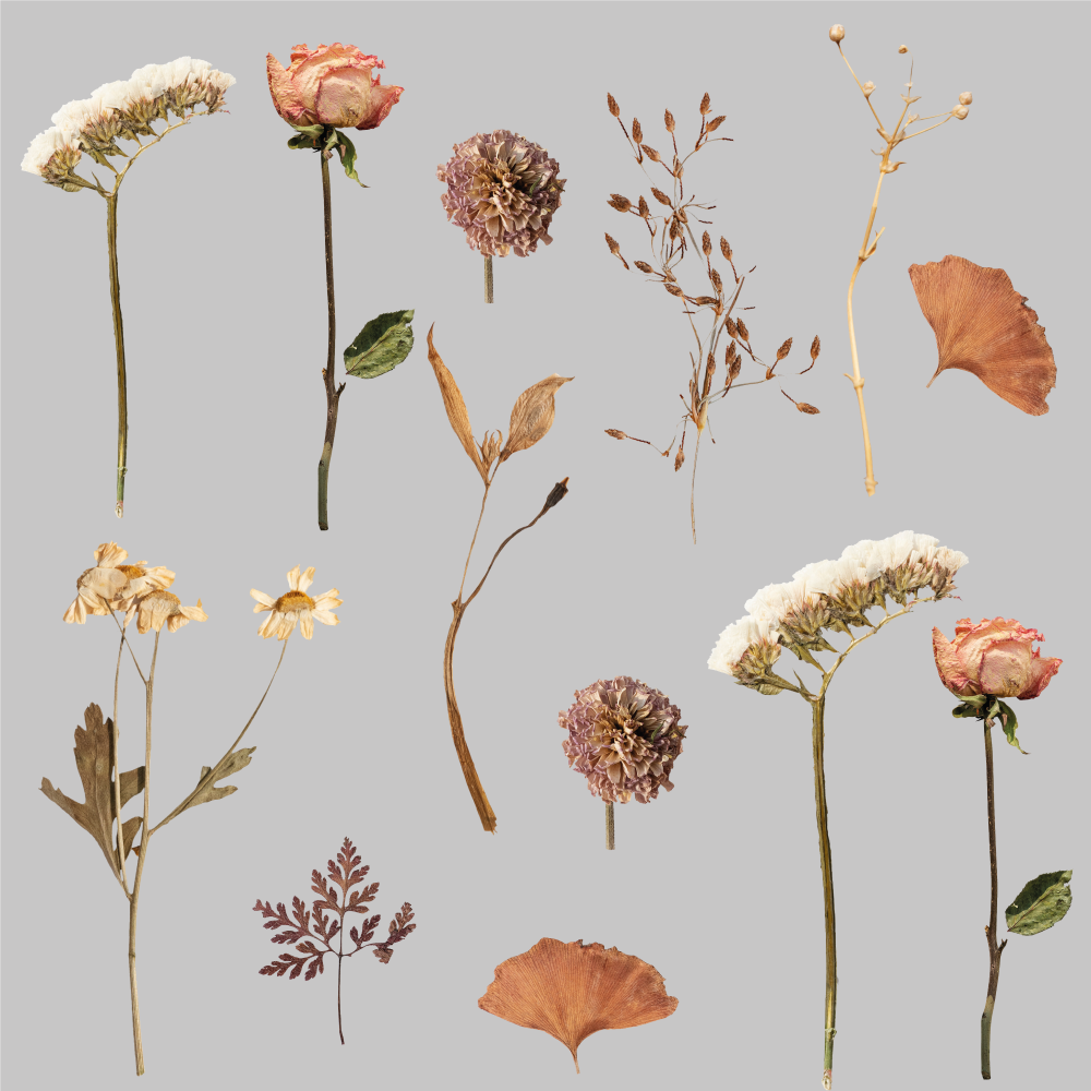 Flower vinyl rug with dried flower leaf design - TenStickers