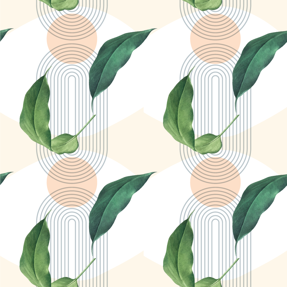 Vinyl rug flowers green leaf pink abstract background - TenStickers