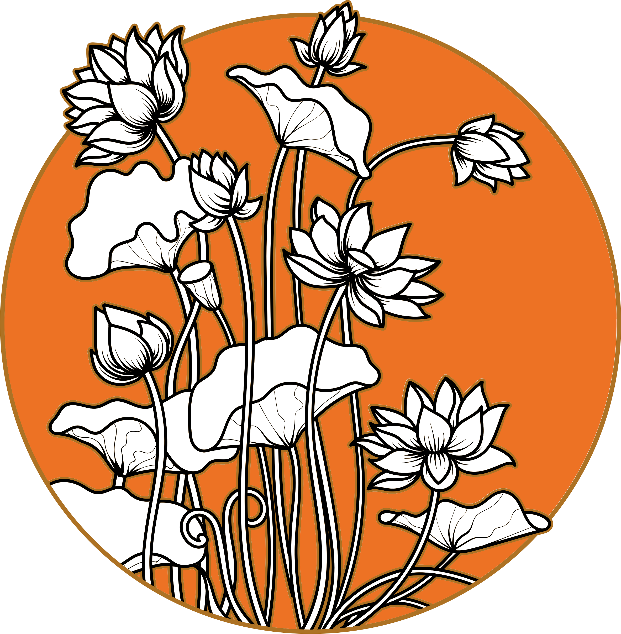 Vinyl rug flowers lotus illustration in japanese style - TenStickers