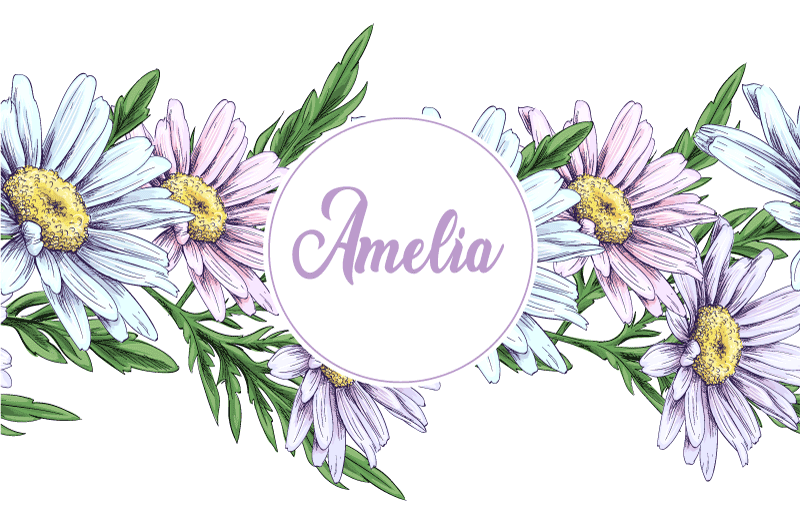 Vinyl rug flowers daisy design with name - TenStickers
