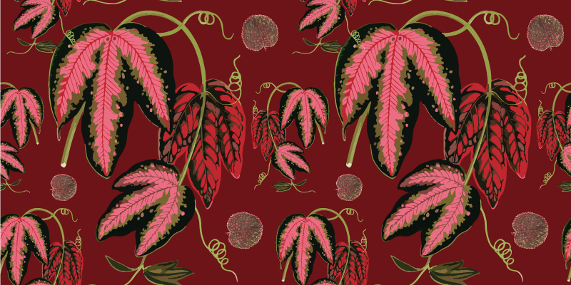 Vinyl rug flowers in warm red maranta colors - TenStickers
