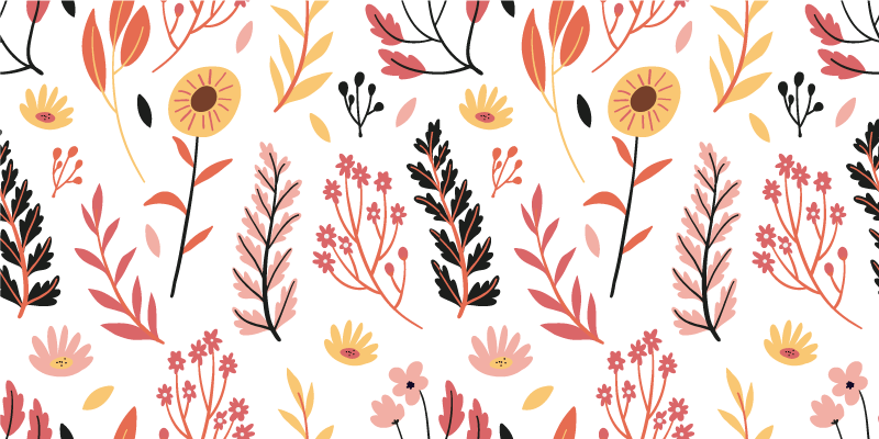 Vinyl rug flowers in vibrant blooms on white - TenStickers