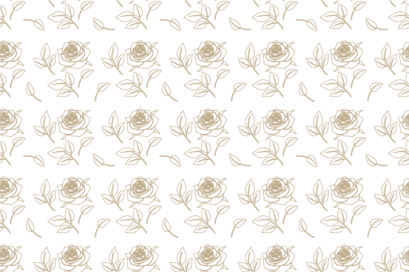 Vinyl rug flowers detailed rose pattern beige background - TenStickers