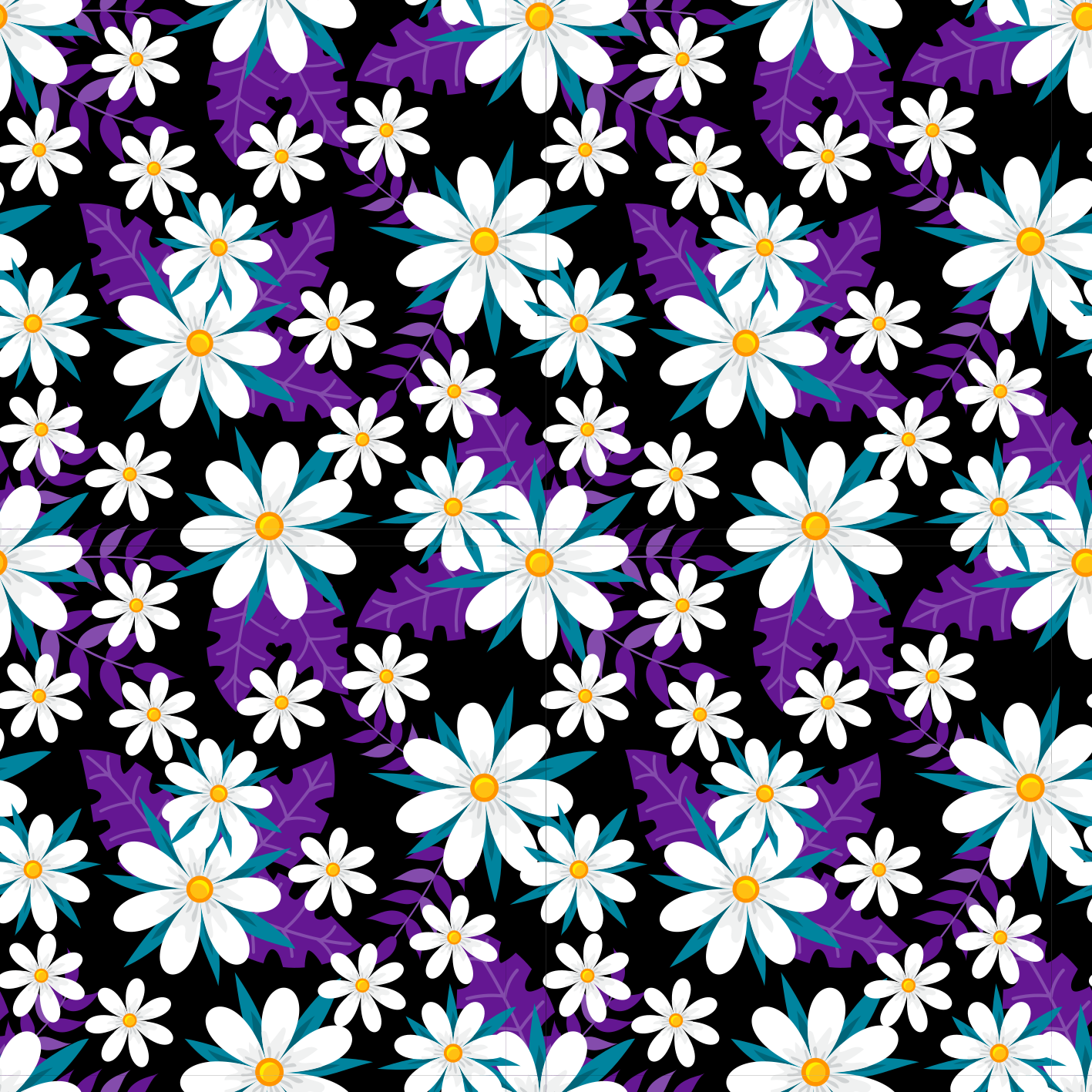 Vinyl rug flowers on a black background - TenStickers
