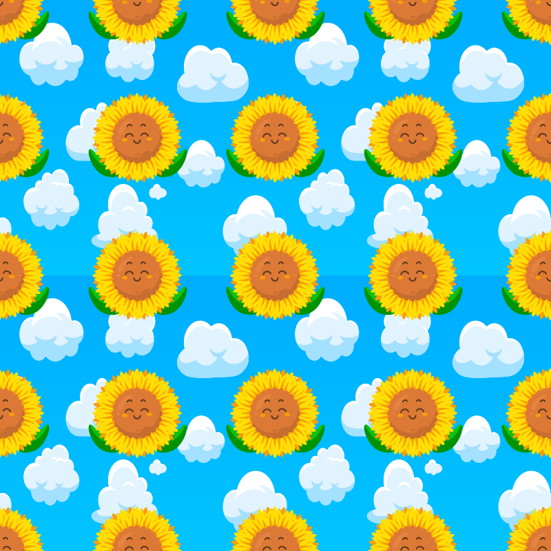Vinyl rug flowers cheerful yellow smiling bloom - TenStickers