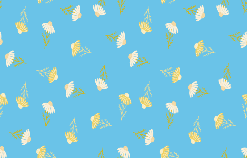 Vinyl rug flowers daisy pattern blue background - TenStickers