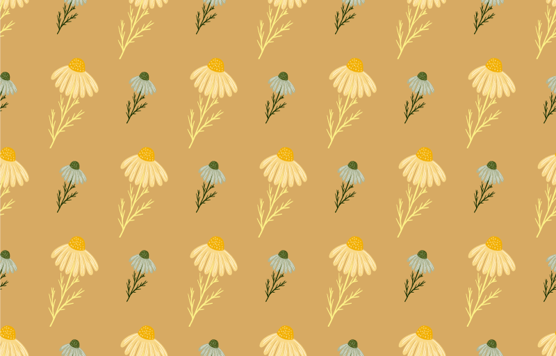 Vinyl rug flowers with natural chamomile pattern - TenStickers