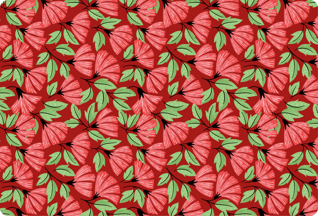 Vinyl rug flowers vintage red design - TenStickers
