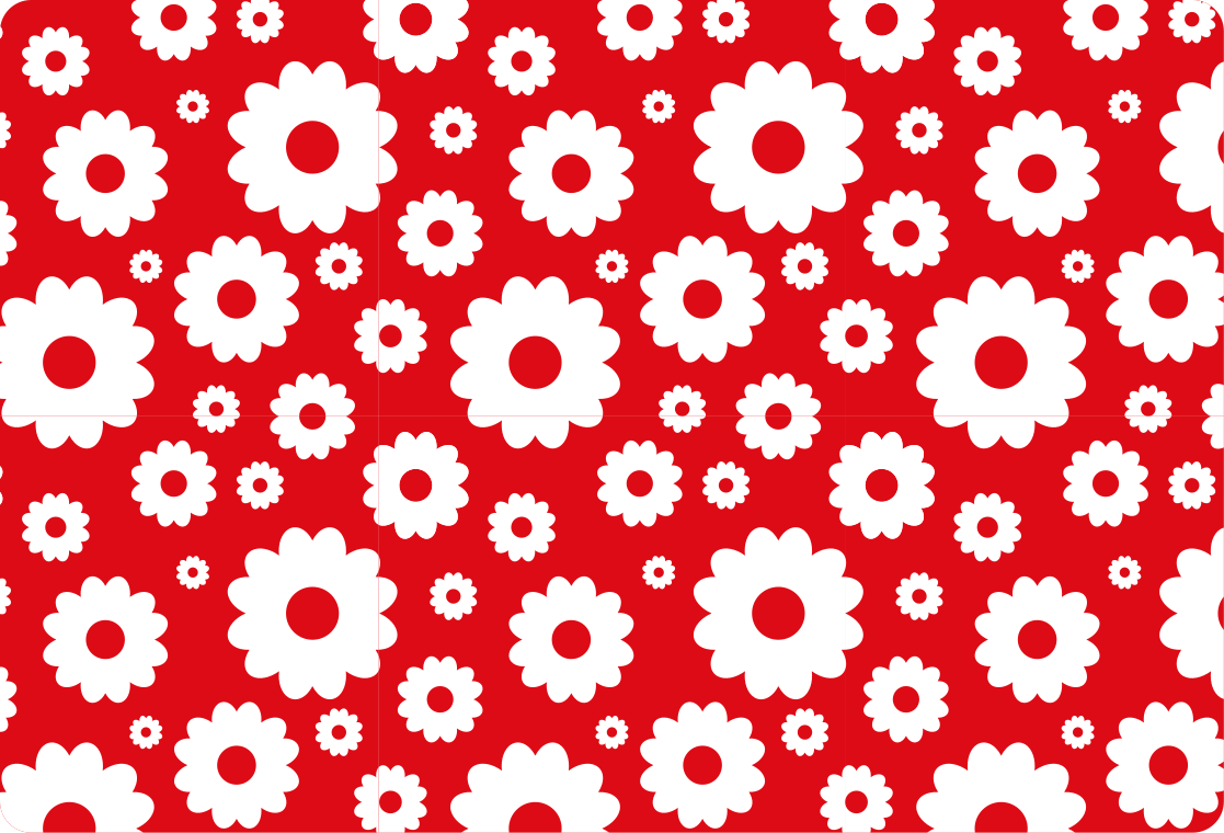 Vinyl rug flowers white daisies on red background - TenStickers