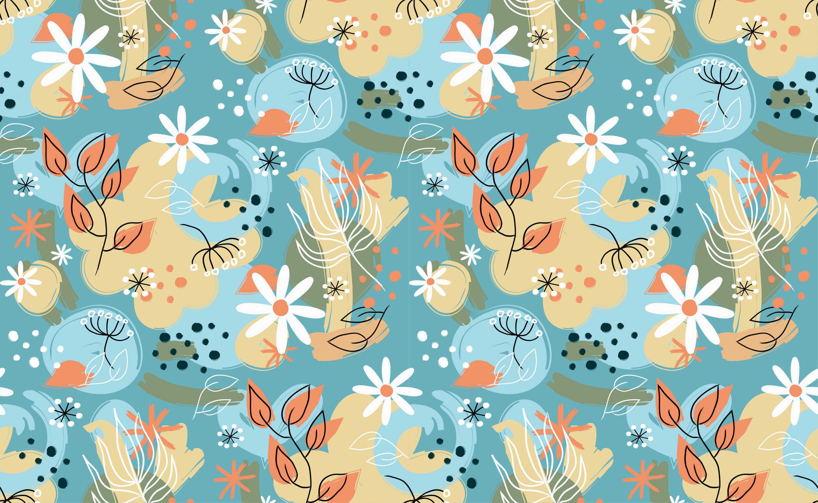Vinyl rug flowers abstract floral design - TenStickers