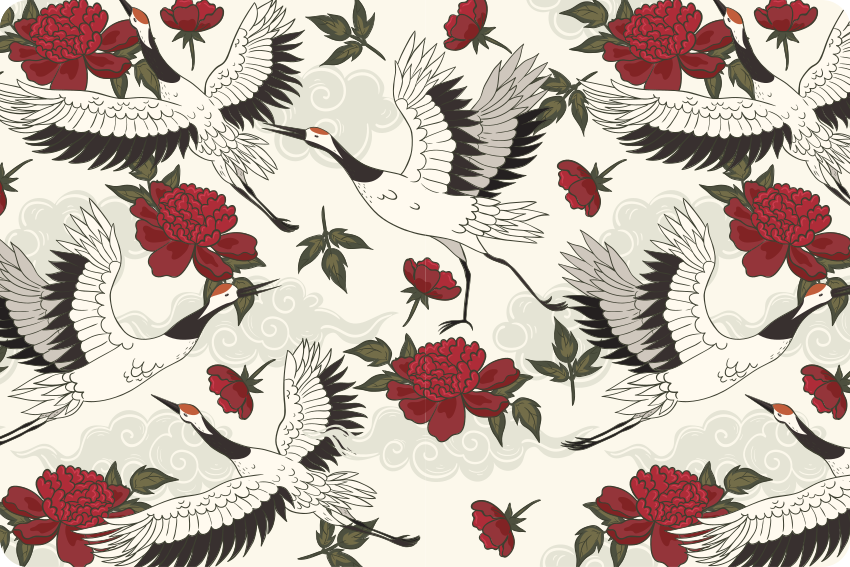 Vinyl rug flowers in soothing earth tones bird design - TenStickers