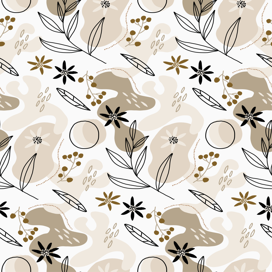 Vinyl rug flowers stylish pink and beige leaves pattern - TenStickers