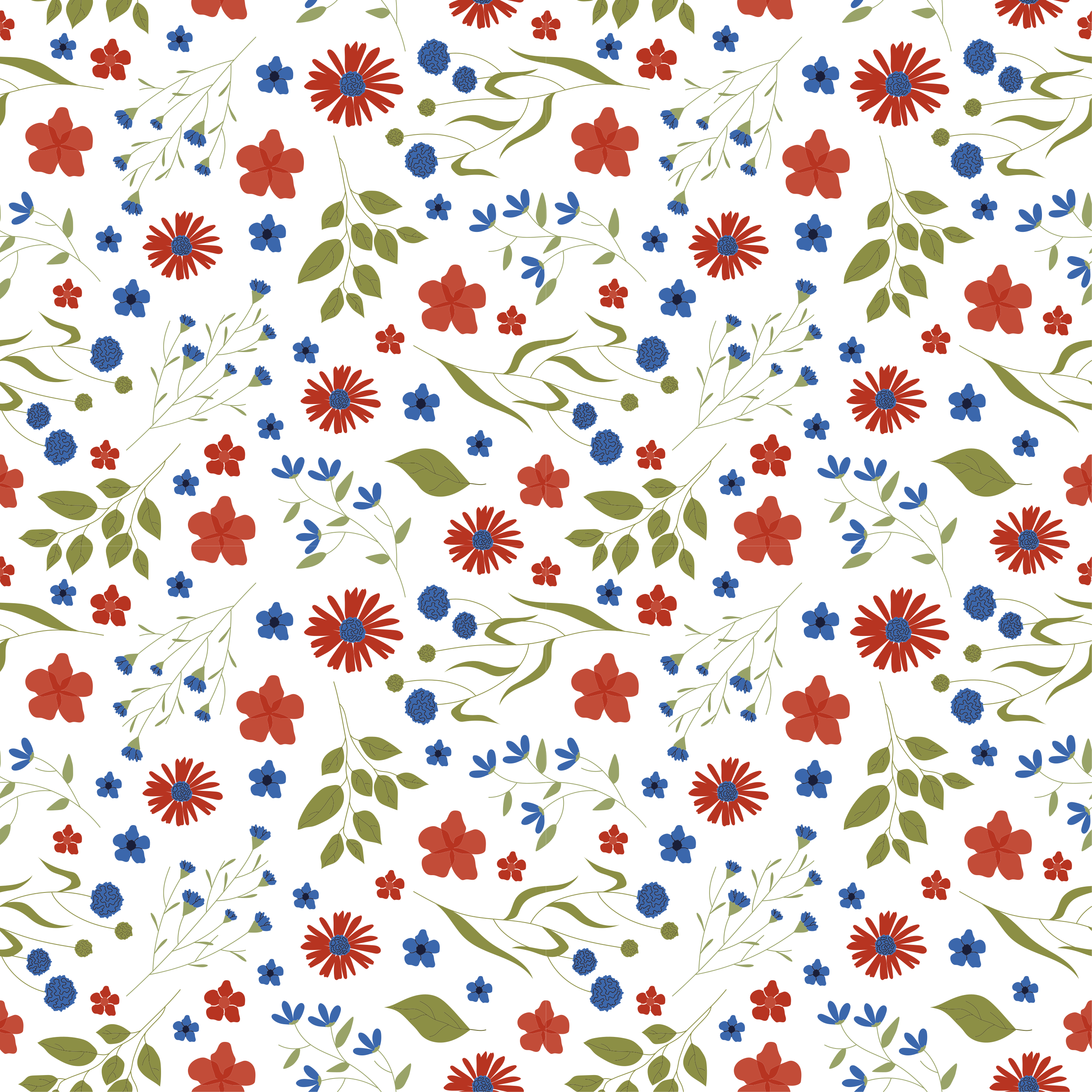 Vinyl rug flowers with blue and red garden patterns - TenStickers