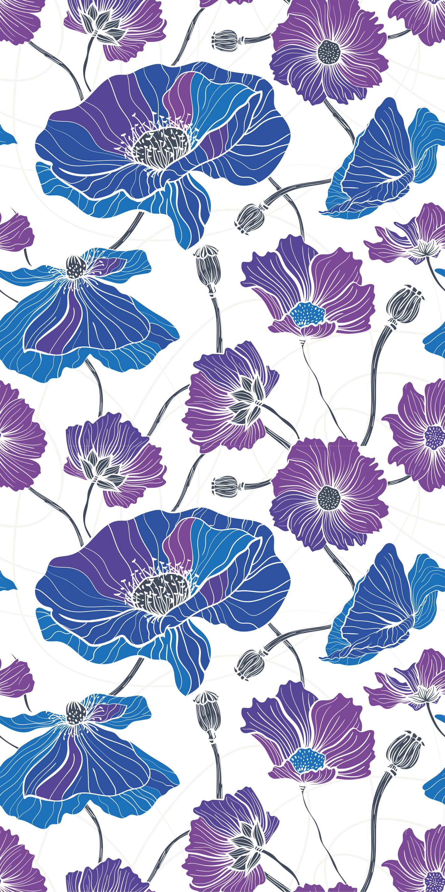 Vinyl rug flowers blue and purple garden blooms - TenStickers