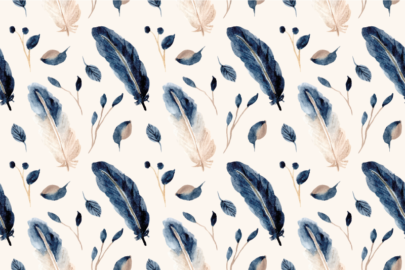 Vinyl rug flowers with floating leaves and feathers - TenStickers
